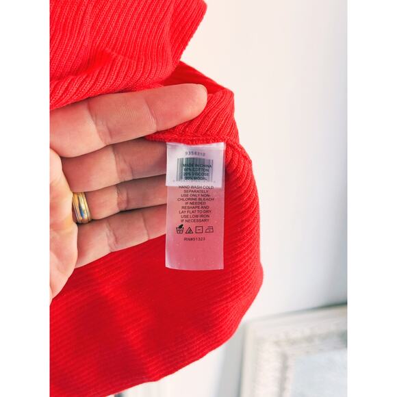 Vince Camuto Mock Neck Ribbed Sweater XS Red Christmas - Picture 4 of 9